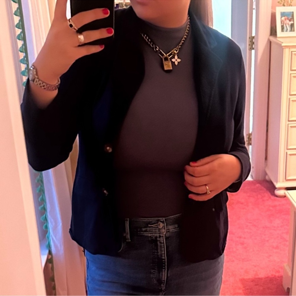 Zara mock neck blue sleeveless top - Picture 4 of 8